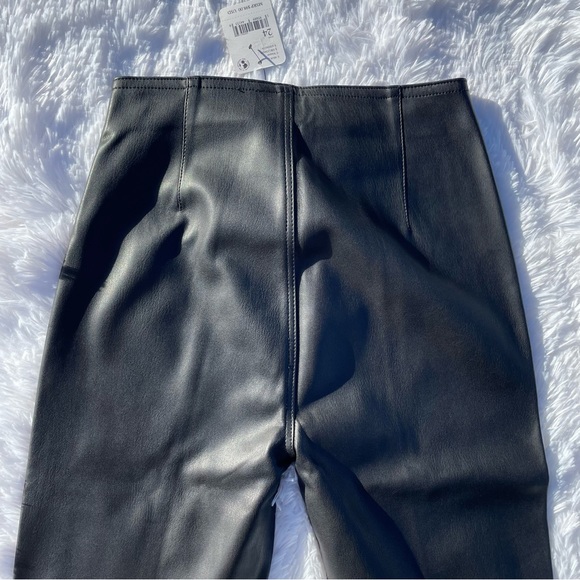 NWT FREE PEOPLE FUAX LEATHER VEGAN BLACK SKINNY LEG PANTS SIZE 24 - Picture 8 of 11